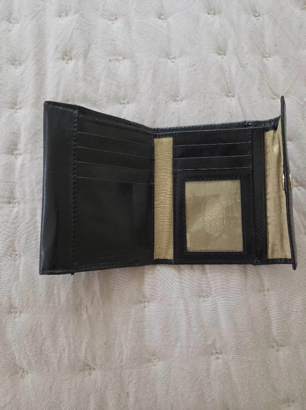 Lodis Black Leather Compact Wallet with Gold Snap